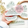 Wildflower Printable Stick and Stitch, Hand Embroidery Print and Stitch Download, PDF Embroidery Flowers Digital, Stick Stitch Printables