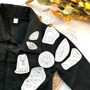Halloween Stick and Stitch Embroidery Pack, Ghost Stick and Stitch Embroidery for Beginners, Bat Stick on Embroidery Pattern Transfer Patch
