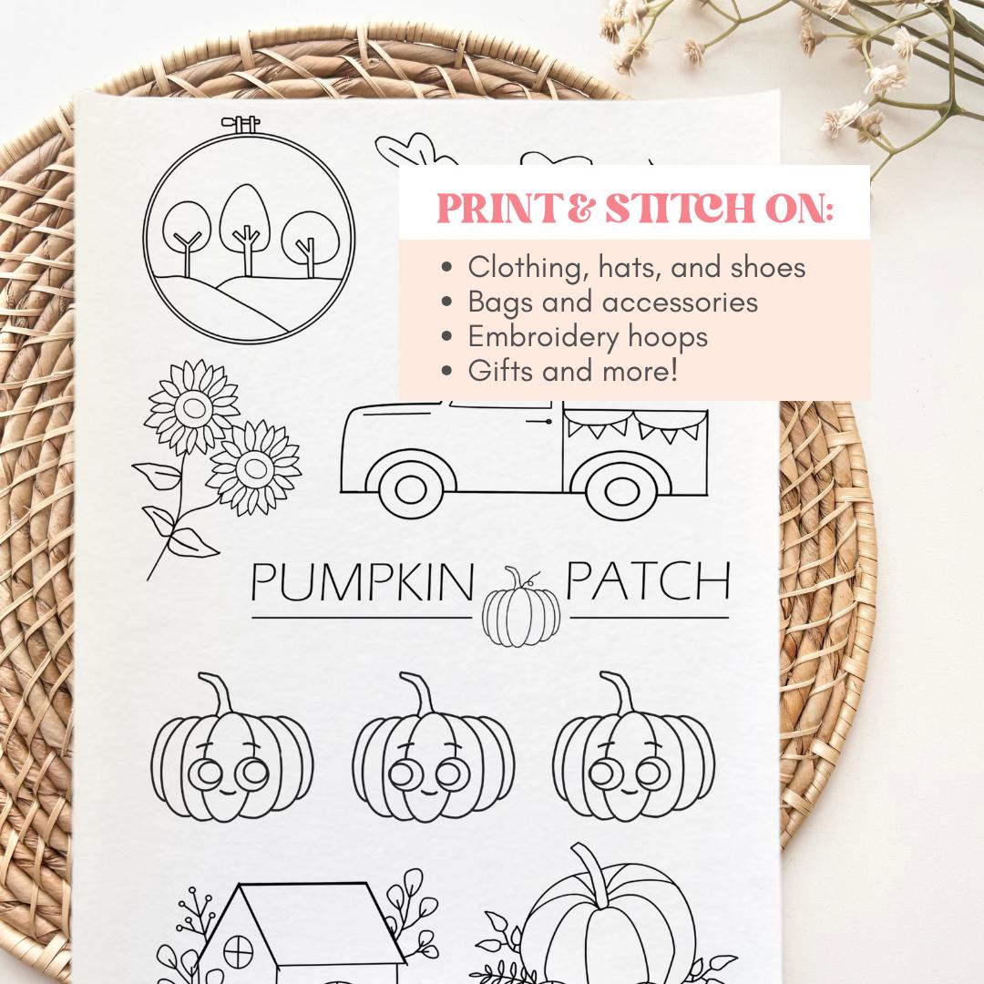 Printable Stick and Stitch Embroidery Patterns Download Fall Sewing ...