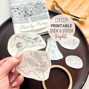 Disegni da ricamo stampabili con punto e bastoncino del Texas, modelli western da scaricare, foglio di stampa per ricami country, regali da cowboy