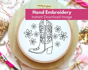 Western Embroidery Template, Printable Hand Embroidery Images, Retro Embroidery Hoop, Hand Embroidery , Instant Download Embroidery