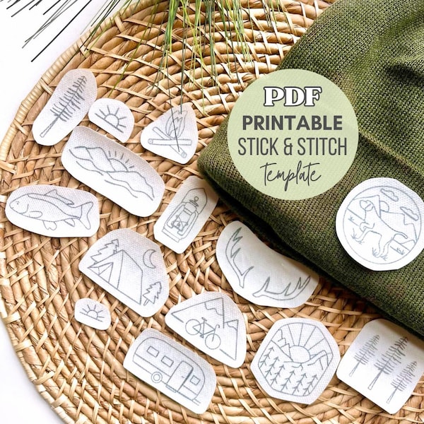 Outdoor Embroidery Patterns Men Hand Embroidery Stick and Stitch Designs Camping Embroidery Boy Designs Printable Stick n Stitch Embroidery