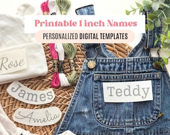 Digital Name Collar Stick and Stitch Pattern, Custom PDF Embroidered Name, Download Personalized Clothing Printable Stick and Stitch Design