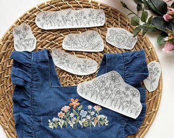 Wild Flower Stick and Stitch Hand Embroidery Stabilizer Pack, Designs Washaway Embroidery Floral Stick Stitch HandEmbroidery Flower Patterns