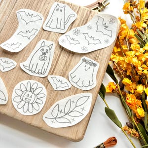 Halloween Stick and Stitch Embroidery Pack, Ghost Stick and Stitch Embroidery for Beginners, Bat Stick on Embroidery Pattern Transfer Patch