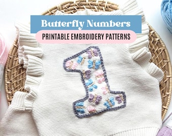 Number Embroidery Bundle DIY Baby Sweaters Butterfly First Birthday Craft DIY Embroidery Numbers DIY Personalized Baby Birthday Crafts