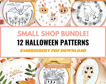 Embroidery  Halloween, Hoop Art Bundle, Hand Embroidery Template, Bundle PDF Hand Embroidery Images, Whole Shop Bundle Halloween