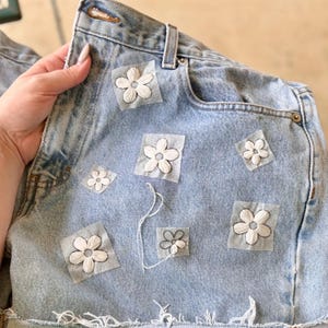 Flower Stick and Stitch Embroidery Patterns, Daisy Stick Stitch Floral Designs, Hand Embroidery Clothes, Water Soluble Patterns