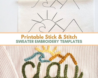 Boys DIY Embroidered Sweater Printable Pattern, Stick and Stitch Embroidery Designs, Baby Boy Designs Embroidery, Boys DIY Sweater Designs