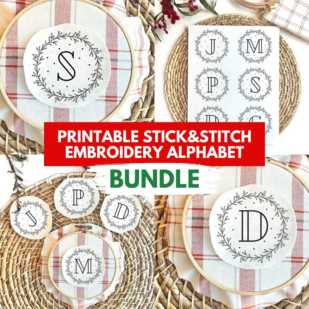 Alphabet Personalized Embroidery Ornaments Custom Printable Stick and ...