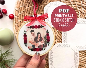 Photo Embroidery Frame PDF, Stick and Stitch Christmas Ornament, Print Embroidery Templates, Digital Embroidery Ornament, Christmas Gift