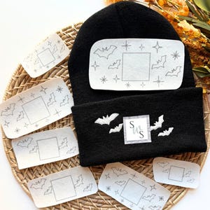 Bat Embroidery Pattern Stick And Stitch Beanie Craft Halloween Embroidery Project Fall Embroidery Patterns Beginner Friendly Embroidered