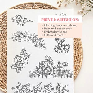 Wild Flowers Embroidery PDF, Printable Stick & Stitch Floral Patterns ...