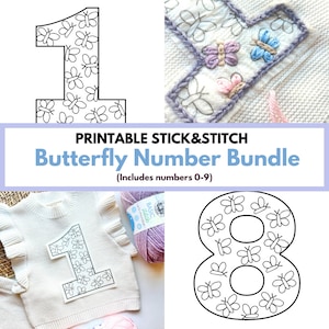 Number Embroidery Bundle DIY Baby Sweaters Butterfly First Birthday Craft DIY Embroidery Numbers DIY Personalized Baby Birthday Crafts