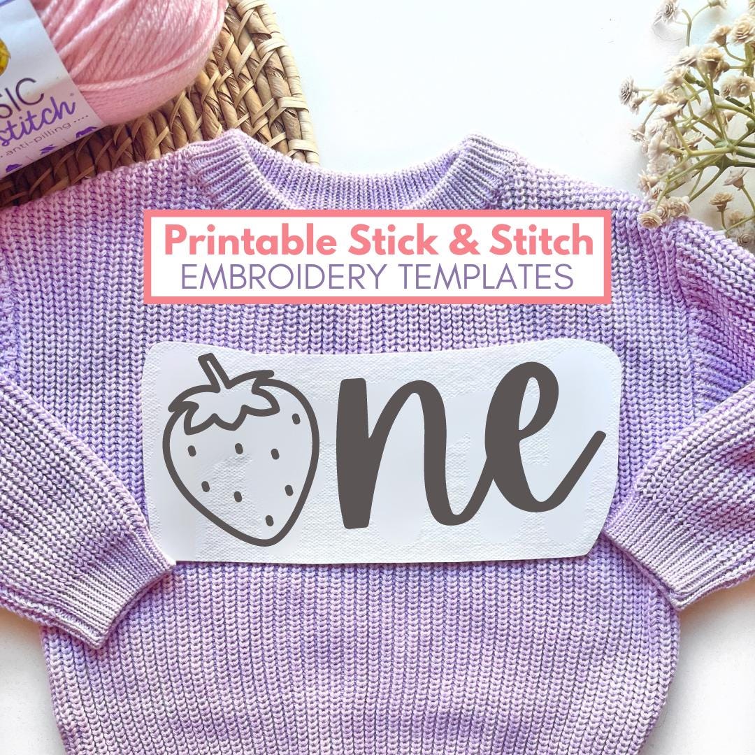 Birthday HandEmbroidery Bundle Downloadable Strawberry Embroidery Patterns DIY Baby Sweater Printable Birthday Embroidered Sweater Pattern
