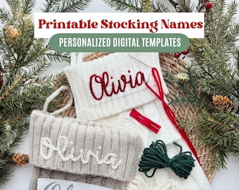 Custom PDF Embroidered Stockings, Digital Name File Stick and Stitch Pattern, Download Personalized Christmas Stockings Embroidery Patterns