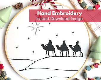 Nativity Scene Embroidery Image, Christmas Nativity Embroidery Image, DIY Christmas Embroidery, DIY Hand Embroidery, DIY Christmas Art