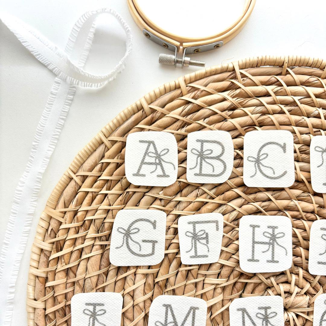 Letter Stick and Stitch Hand Embroidery Pattern, Bow Initial Embroidery ...