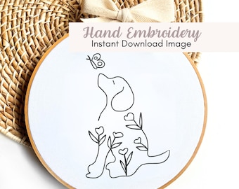 Dog HandEmbroidery Template Animal Hand Embroidery Puppy Beginner HandEmbroidery Hoop DIY HandEmbroidery Hoop Image Dog Lover Embroidery
