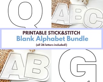 Alphabet HandEmbroidery Bundle Downloadable Embroidery Patterns DIY Baby Sweater Printable Stick and Stitch Embroidered Sweater DIY Patterns