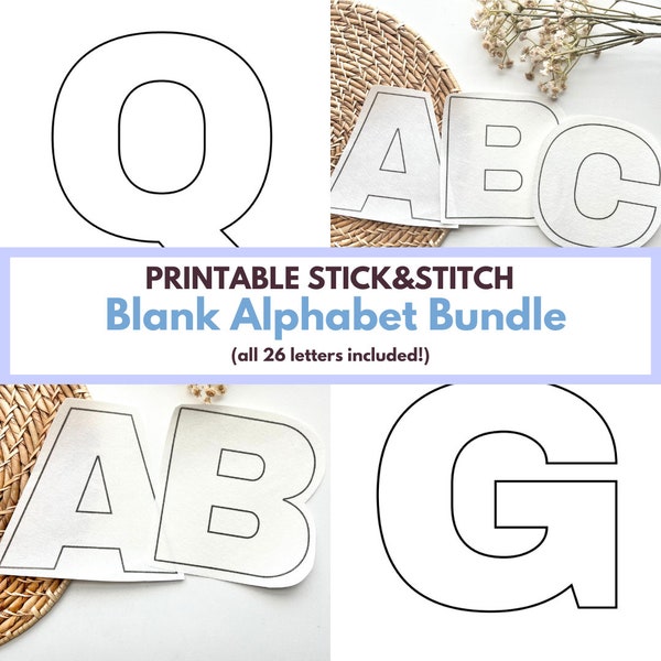 Alphabet HandEmbroidery Bundle Downloadable Embroidery Patterns DIY Baby Sweater Printable Stick and Stitch Embroidered Sweater DIY Patterns