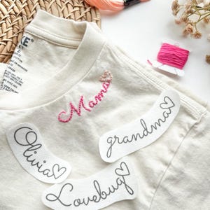 Collar Stick and Stitch Name Hand Embroidery, Custom Neck Stick Stitch, Personalized HandEmbroidery, DIY Name Heart Collar Name Patterns