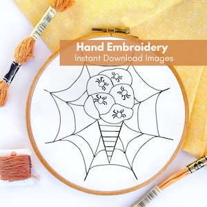 Halloween HandEmbroidery Template, Spider Embroidery PDF, Fall Image,  HandEmbroidery Hoop Image, EmbroideryImage Spooky Design