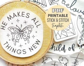Christian Printable Stick and Stitch Embroidery Designs Christian Stick and Stitch Faith HandEmbroidery Stick and Stitch Bible Embroidery