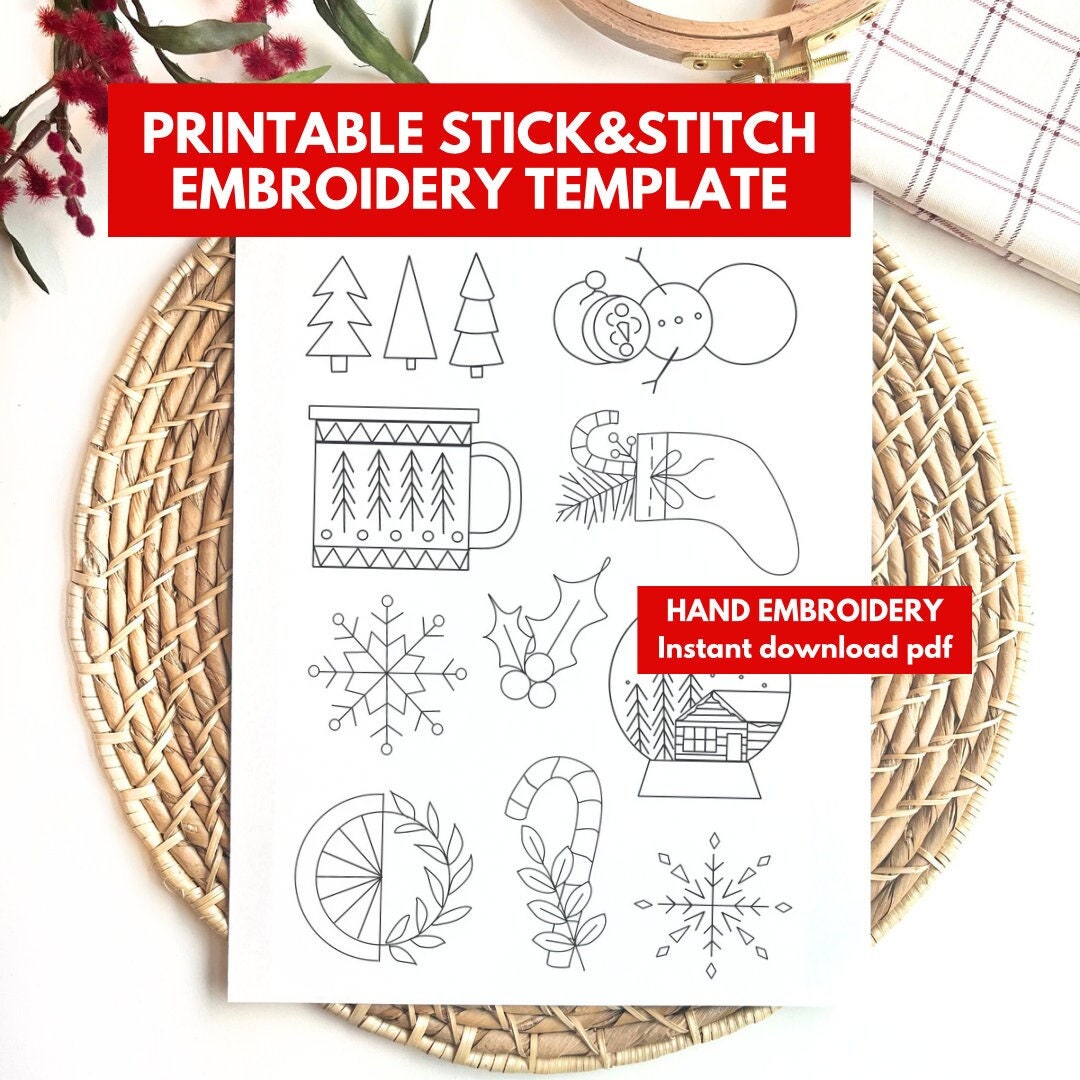Printable Stick and Stitch Embroidery Designs Christmas Sewing Patterns - Etsy