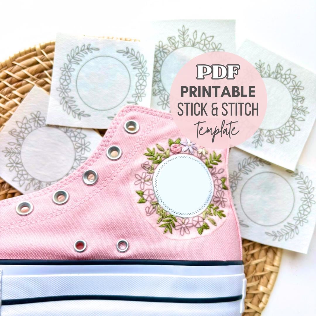 Printable Stick and Stitch Embroidery, Custom Embroidered High Tops, DIY Shoe Embroidery, Print Washaway Designs, Hand Embroidered Shoes PDF - Etsy