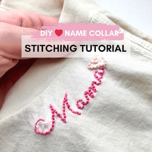 DIY Collar Name Embroidery Tutorial Personalized Digital Pattern Custom Name Embroidery Name HandEmbroidery Guide DIY Embroidery Gifts HowTo