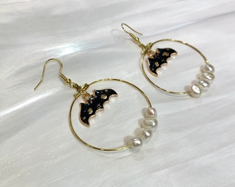 Halloween Pearl Hoop/ Orejas de murciélago negro / Orejas de bruja / Orejas de fantasma
