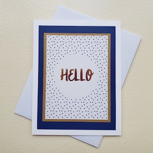 Hola tarjeta de felicitación hecha a mano - En blanco por dentro
