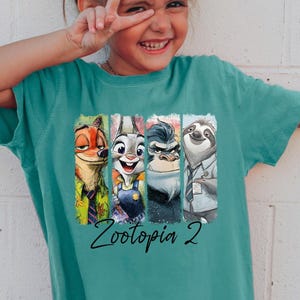Comfort Colors Disney Zootopia 2 Shirt: Nick Wilde Judy Hops Flash Slothmore Tee 324672 imagem 1