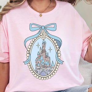 Disney Magical Castle with Blue Coquette Shirt Magic Kingdom Shirt Disney Girl Trip Disneyworld Family Shirt Disney Vacation Trip Tee 322775