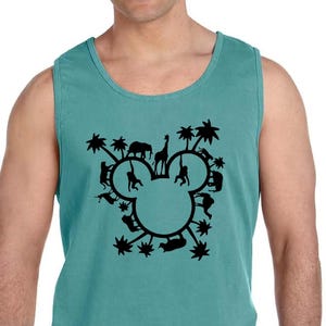 Comfort Colors Disney Animal Kingdom Trip Tank Top, Mickey Mouse Head With Animal Tank top, Family Trip Tee, Disney Safari Party Tee, 320945