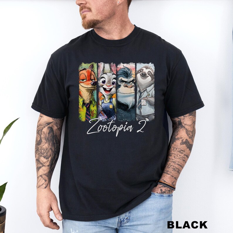 Comfort Colors Disney Zootopia 2 Shirt: Nick Wilde Judy Hops Flash Slothmore Tee 324672 imagem 3
