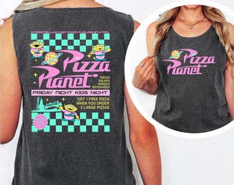 Toy Story Tank Top: Pizza Planet Aliens - Comfort Colors %100 Cotton Unisex 323542