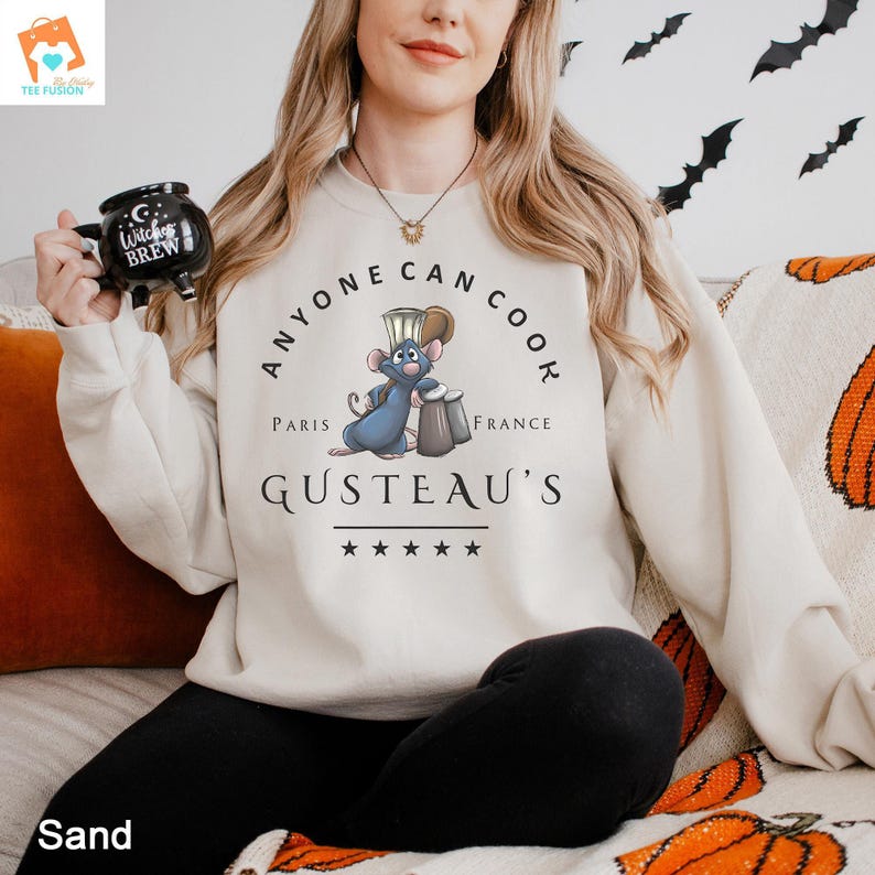 Disney Ratatouille Anyone Can Cook Crewneck, Celebrate Paris with Chef Remy Hoodie, Gusteau Shirt 322187 image 6