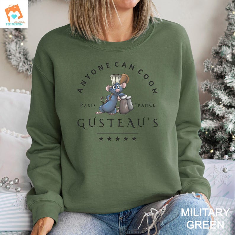 Disney Ratatouille Anyone Can Cook Crewneck, Celebrate Paris with Chef Remy Hoodie, Gusteau Shirt 322187 image 13