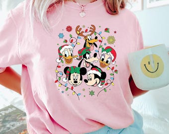 Disney Mickey And Friends Christmas Lights Shirt Comfort Colors Disneyland Tee 322211