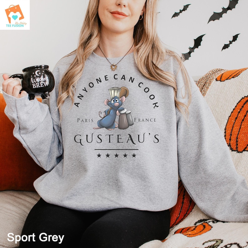 Disney Ratatouille Anyone Can Cook Crewneck, Celebrate Paris with Chef Remy Hoodie, Gusteau Shirt 322187 image 15