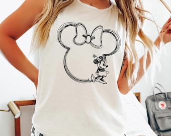 Comfort Colors Vintage Sketch Mickey Minnie Tank Top, Mickey & Minine Matching Sketch Tee, Disney Trip Shirt, Mickey Minnie Tank top, 322900