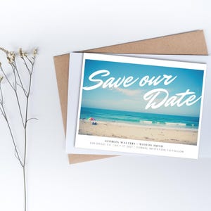 Vintage Fun Beachy Tropical [Marées du samedi] - Modèle sur toile de mariage Save The Date - Envoyer par e-mail ou imprimer