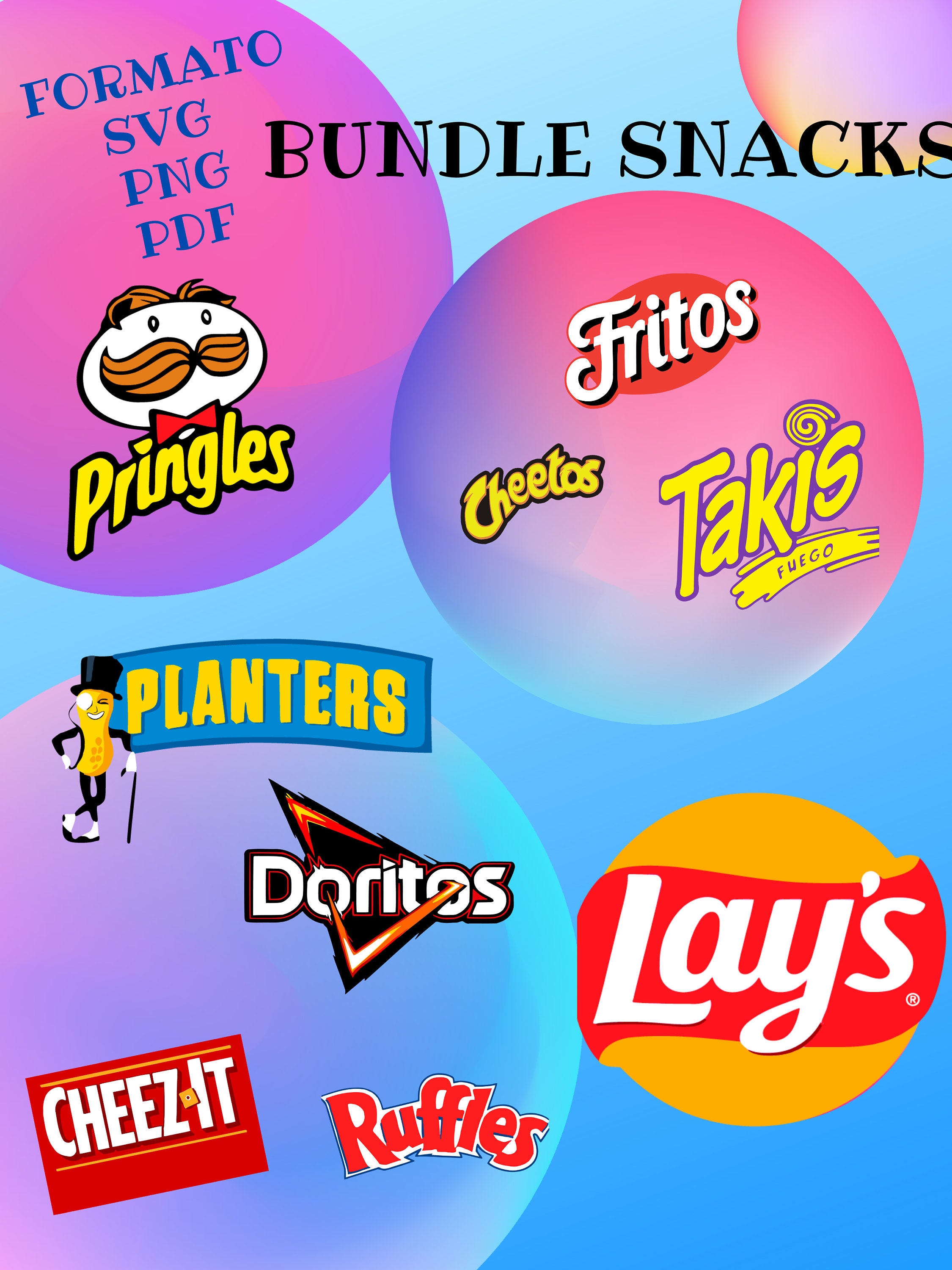 Snacks Bundle logos Cut Files SVGPNG PDF Etsy España