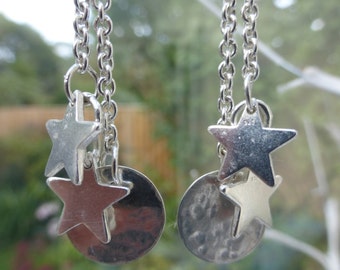 Moon and star dangle earrings