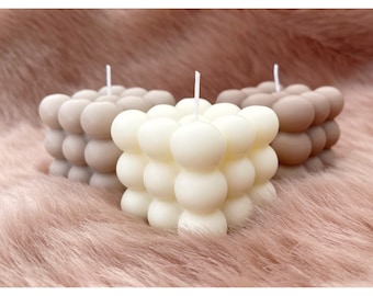 Candela a bolle | vegano | Candela a forma di cubo di bolle