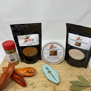 Gourmet Seafood Lovers Gift Set, Garlic Butter Sauce, Food Gift Basket, Seafood gift, Fisherman Gift, Foodie Christmas Gift