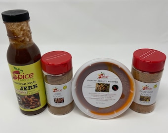 Jamaica Spice Gift Box, Jerk & Seafood Seasoning, Garlic Butter