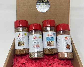Gourmet Seasoning Gift Set, All Natural Spice Blends, 4 Piece